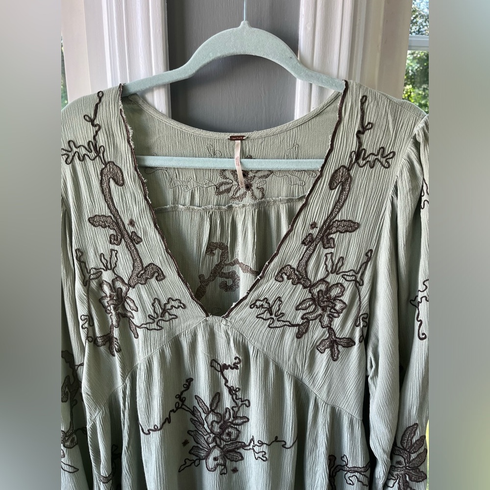 Free People embroidered mini dress (green) - Picture 5 of 6